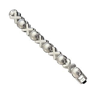 Vintage Heavy 925 Sterling Silver XOXO Panel Link Bracelet 7.75" 30g